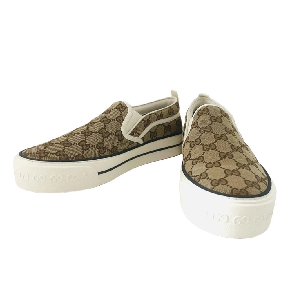 Gucci 1977 Tan and White Sneakers with Signature Style
